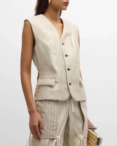 Christopher John Rogers Metallic Taffeta Inside Out Vest In Tapioca