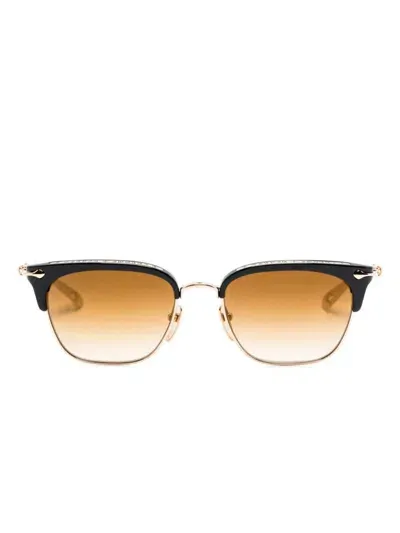 Chrome Hearts Sluntradiction Black And Brown Sunglasses In Nero E Oro