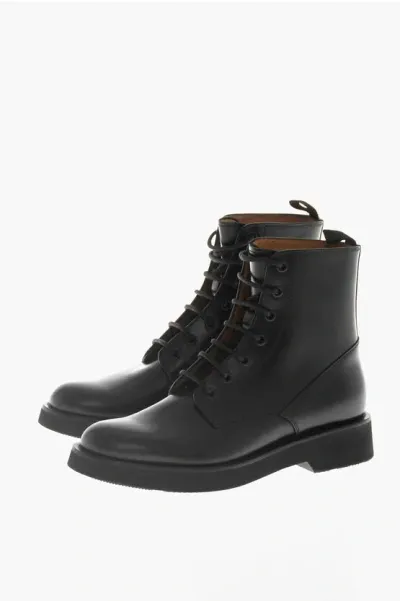 Church's Brushed Leather Combat Boots In Black