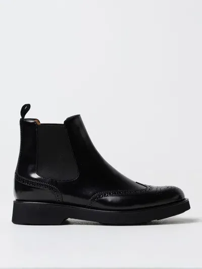 Church's Brogue Detailed Ankle Boots In 黑色