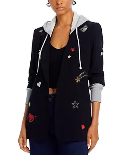 Cinq À Sept Cinq A Sept Nebula Embroidered Hoodie Layered Blazer In Blackmulti