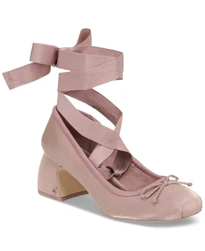 Circus Ny By Sam Edelman Della Lace-up Block-heel Ballet Pumps In Blush,french Macaroon Satin