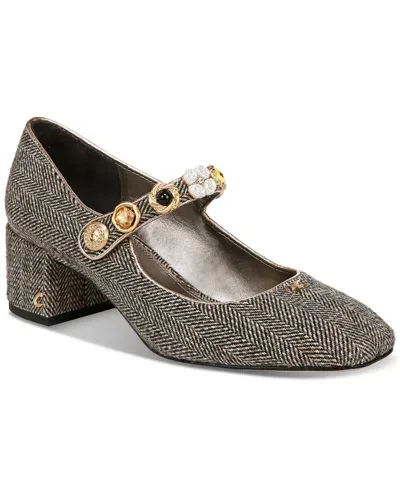 Circus Ny By Sam Edelman Elaine Embellished Mary-jane Block-heel Pumps In Black Tweed Multi