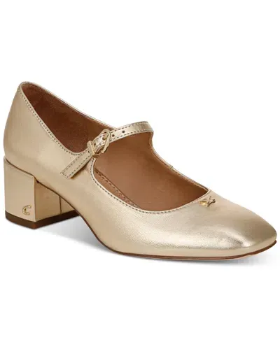 Circus Ny By Sam Edelman Women's Eloisa Block-heel Mary Jane Pumps In Gold Leaf Metallic