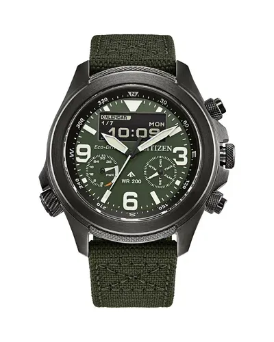 Citizen Eco-drive Men's Chronograph Promaster Green Cordura Strap Watch 44mm In No Color