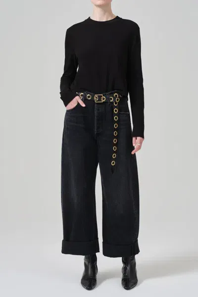 Citizens Of Humanity Ayla Baggy Cuffed Crop In Voila In Black