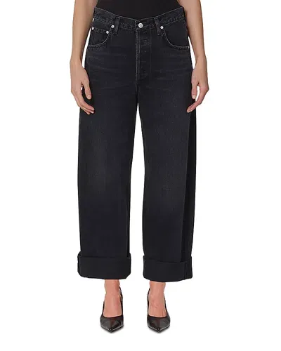 Citizens Of Humanity Ayla High Rise Baggy Cuffed Jeans In Schwarz