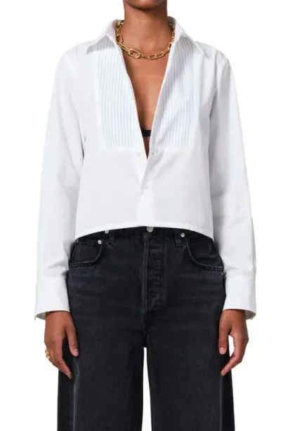 Citizens Of Humanity Fino Boxy Crop Cotton Tuxedo Shirt In White