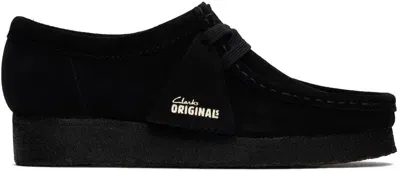 Clarks Originals Black Wallabee Derbys In Black Suede