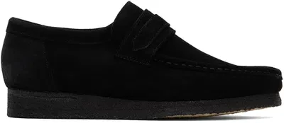 Clarks Originals Black Wallabee Loafers In Black Sde