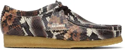 Clarks Originals Brown Wallabee Derbys In Brownsnake Print