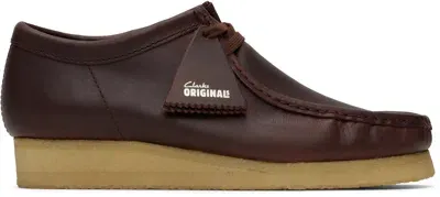 Clarks Originals Burgundy Wallabee Derbys In Deep Red Leather