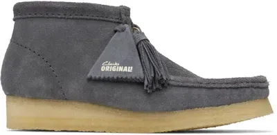 Clarks Originals Gray Wallabee Boots In Grey/blue Suede