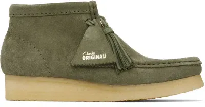 Clarks Originals Green Wallabee Boots In Khaki/green Sde