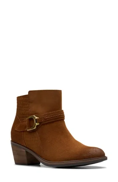 Clarksr Clarks(r) Neva Buckle Bootie In Dark Tan Suede