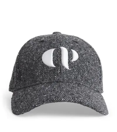 Claudie Pierlot Tweed Monogram Baseball Cap In Black