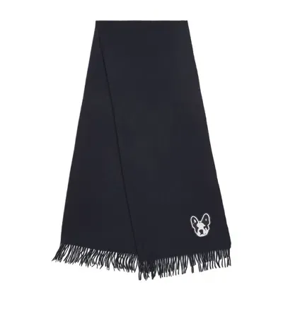 Claudie Pierlot Wool Jean Toto Fringed Scarf In Blue