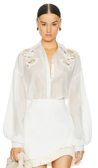 Clea Ainsley Embroidered Shirt In White