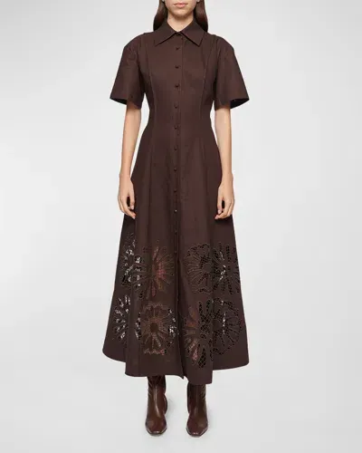 Clea Annalise Lace Shirtdress In Bitter Chocolate