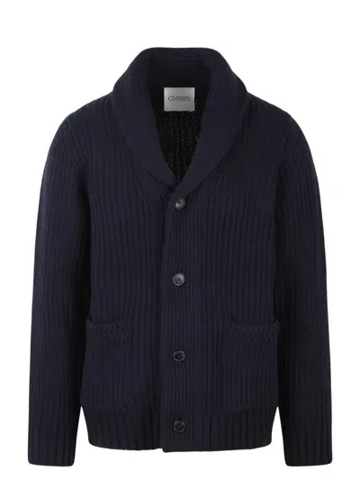 Closed Ribbed Cardigan In Black