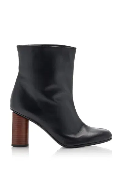 Co Front Seam Leather Ankle Boots In Black