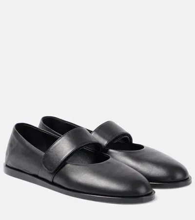 Co Leather Mary Jane Flats In Black