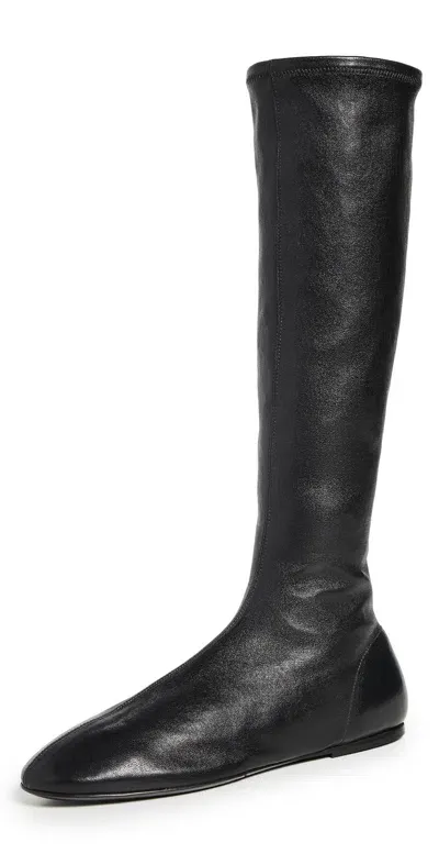 Co Round Toe Knee High Booties 001 Black