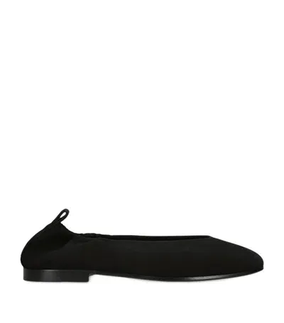 Co Suede Square-toe Ballet Flats In 001 Black