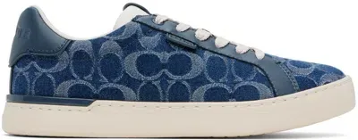 Coach Blue Lowline Sneakers In Blue Denim