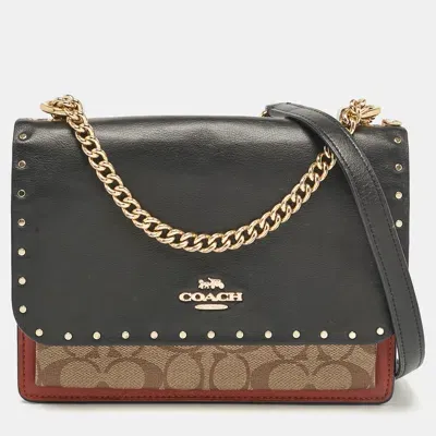 Pre-owned Coach Multicolor Signature Coated Canvas Python Embossed And Leather Mini Klare Shoulder Bag