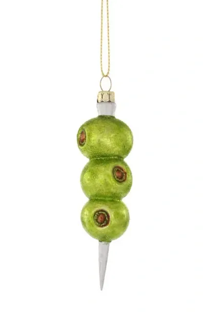 Cody Foster & Co. Cocktail Olives Glass Ornament In Green