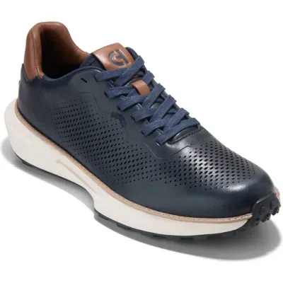 Cole Haan Grandpro Ashland Laser Perforated Sneaker In Navy Blazer-british Tan-ivory