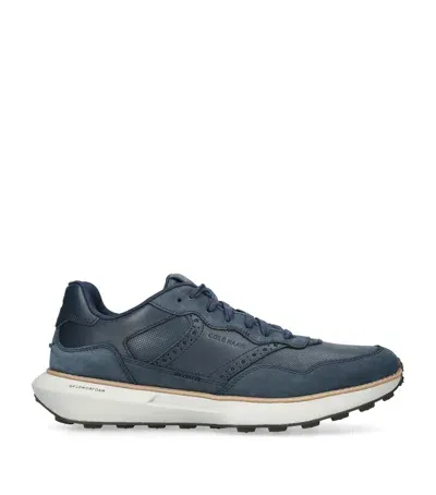 Cole Haan Nubuck Leather Low-top Sneakers In Navy