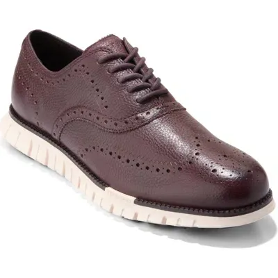 Cole Haan Men's Zerãâgrand Remastered Lace-up Wingtip Oxford Shoes In Pinot,dark Chocolate,ivory