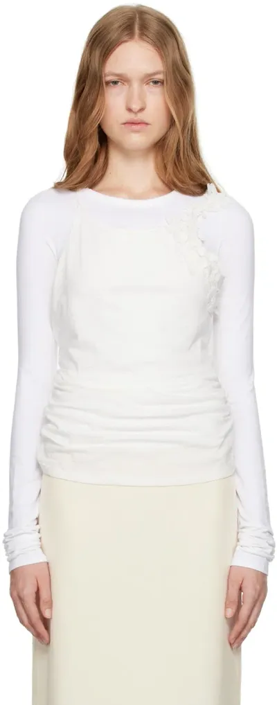 Colleen Allen Ssense Exclusive White Draped T-shirt In Natural White