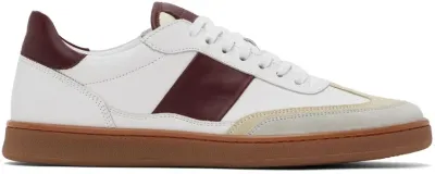 Collegium White & Burgundy Pillar Court Ii Sneakers In White/brown