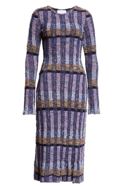 Collina Strada X Vitelli Yuri Long Sleeve Sweater Dress In Vitelli Purple Plaid