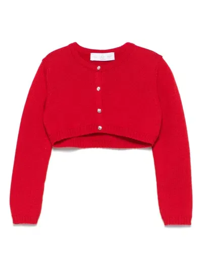 Colorichiari Babies' Cropped Cardigan In Red