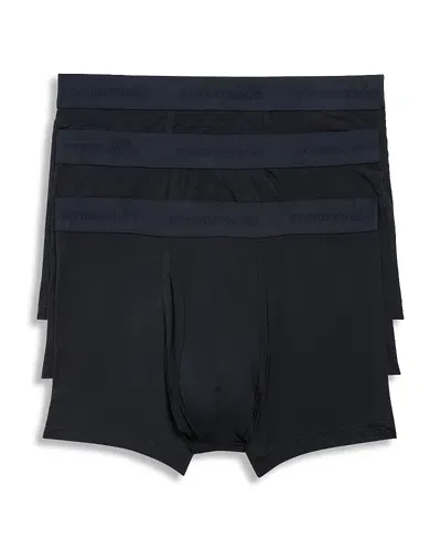 Commando Micro Modal Relaxed Fit Trunks, Pack Of 3 In Black