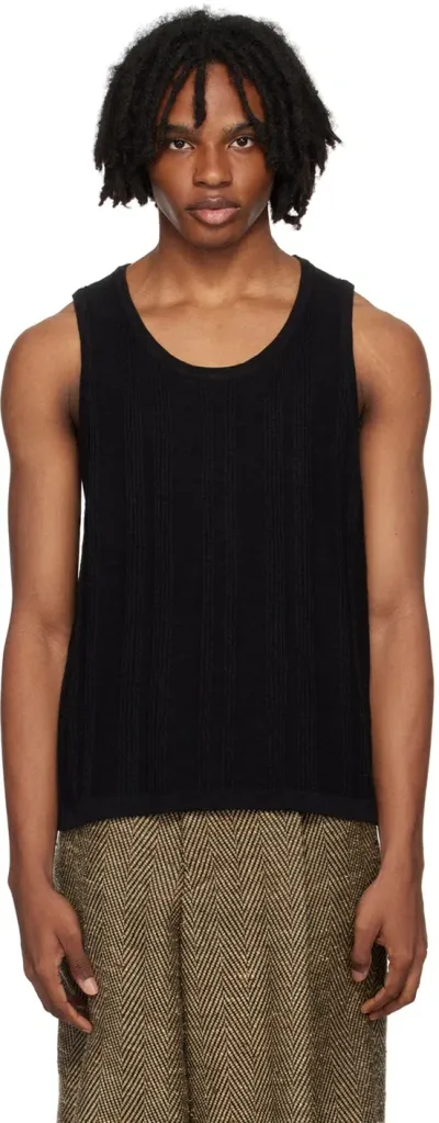 Commas Black Tuck Stitch Tank Top