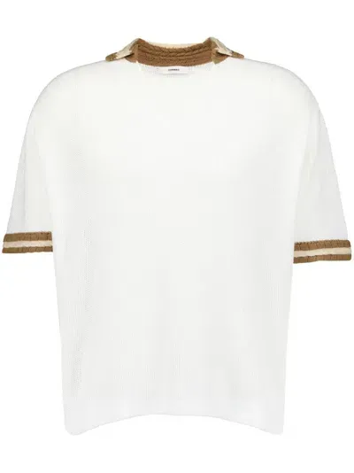 Commas Crochet-trim Polo Shirt In White