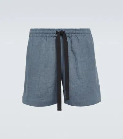 Commas Lounge Linen Shorts In Blue