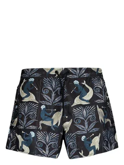 Commas Navy Printed Swim Shorts In 506 Fresco Tile