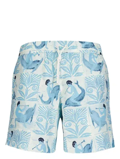 Commas Tiled Dolphin-print Swim Shorts In Neutrals