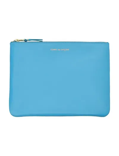 Comme Des Garçons Classic Leather Pouch In Blue