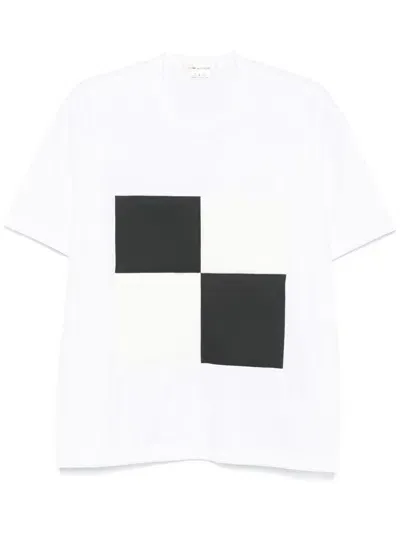 Comme Des Garçons Faux-leather Patch T-shirt In White