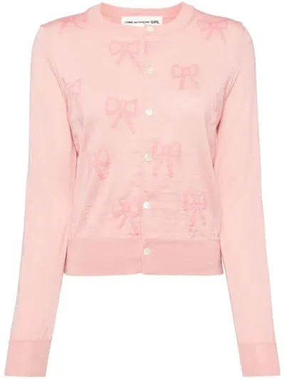 Comme Des Garcons Girl Bow Cardigan In Pink