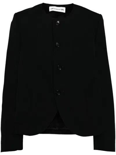 Comme Des Garcons Girl Collarless Cotton Jacket In Black