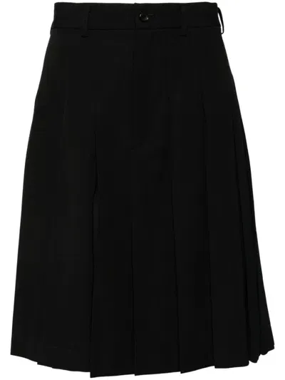 Comme Des Garcons Girl Wool Pleated Skirt In Black