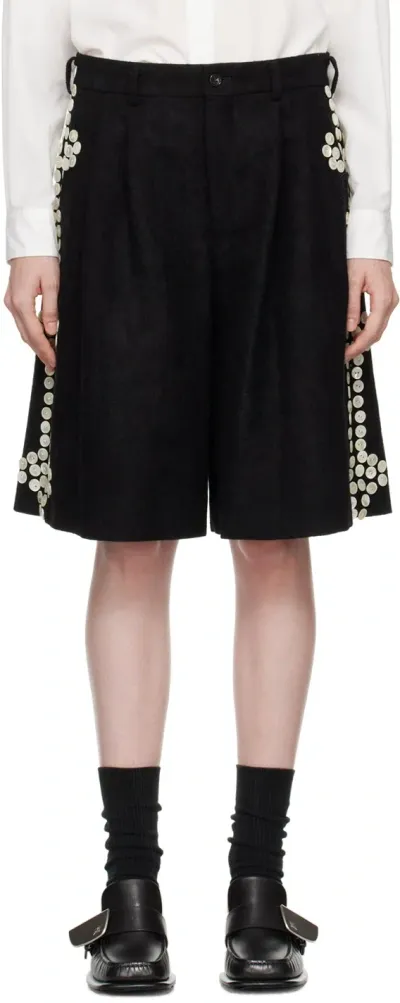 Comme Des Garçons Homme Deux Black Button Shorts In 1 Black